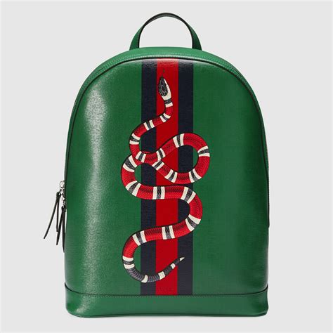 gucci leather backpack snake|Gucci snake and web backpack.